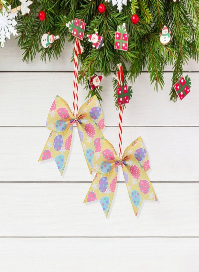 Meseey 12 Pcs 6 Inch Easter Burlap Bows Spring Bunny Bow for Gift Wrapping Tree Topper Front Door Party Home Decorations (Y-Easter Egg) - Image 5